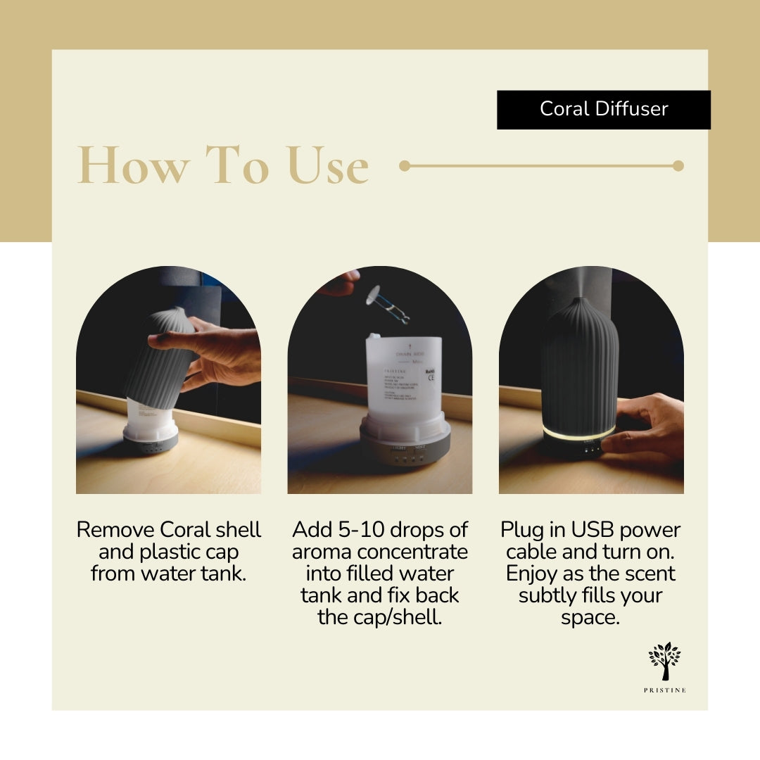 Black Coral Diffuser + 6-Pack Hotel Scent Bundle