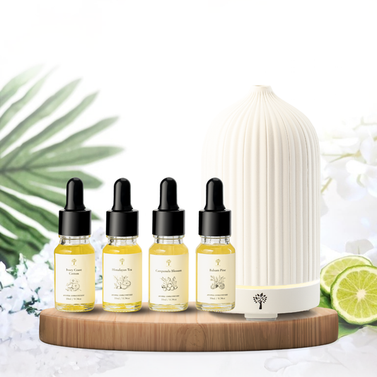 White Coral Diffuser + 4-Pack Signature Scent Bundle